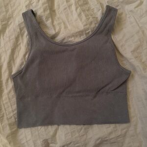 Gray Ribbed Sports Bra